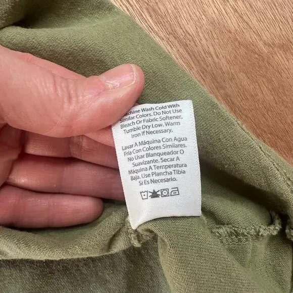 Wrangler Workwear Henley Shirt L Green Pocket Short Sleeve Cotton - Picture 6 of 6